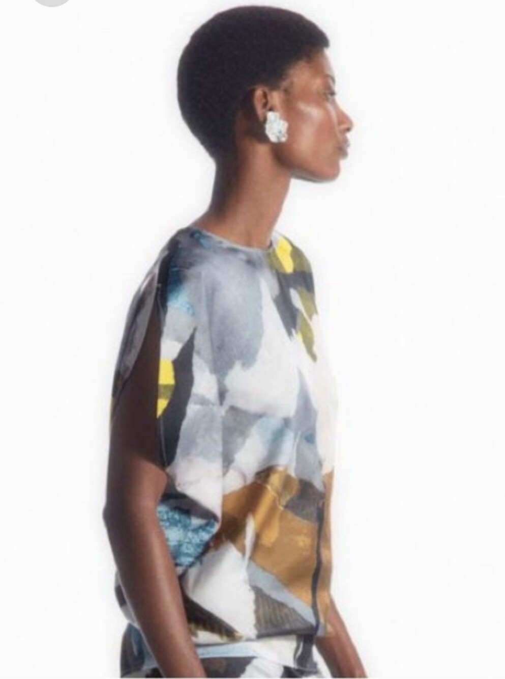 COS PRINTED ASYMMETRIC BLOUSE ONE SHOULDER WOMENS SIZE 4 - Picture 3 of 15